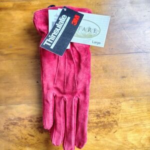 Altare Womens Red Thermal Insulated Suede Winter Gloves Large NWT comfy snow
